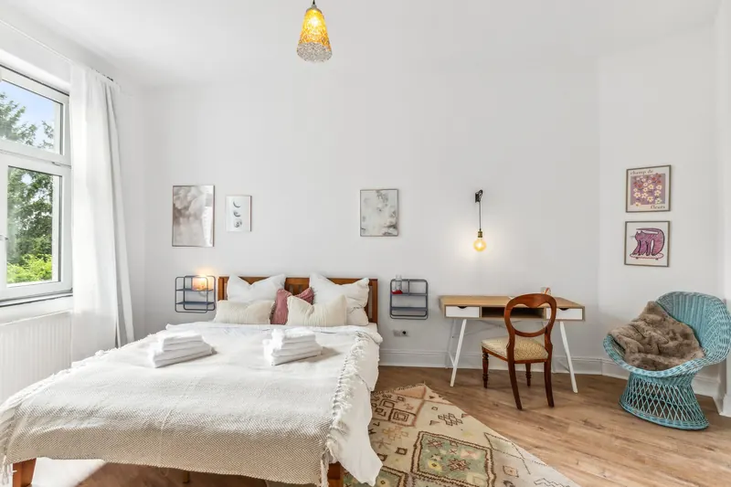 Schlafzimmer einer Ferienwohnung